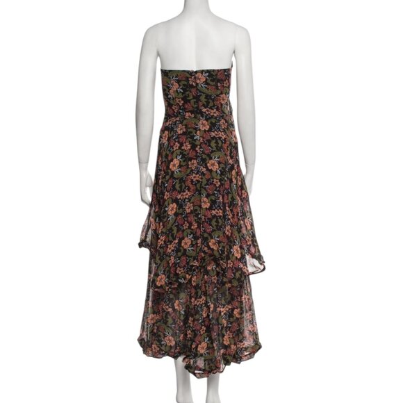 Nicholas Flowy Silk Gown SZ 2 Floral Chiffon Formal Maxi Dress Strapless Glam - Picture 6 of 15